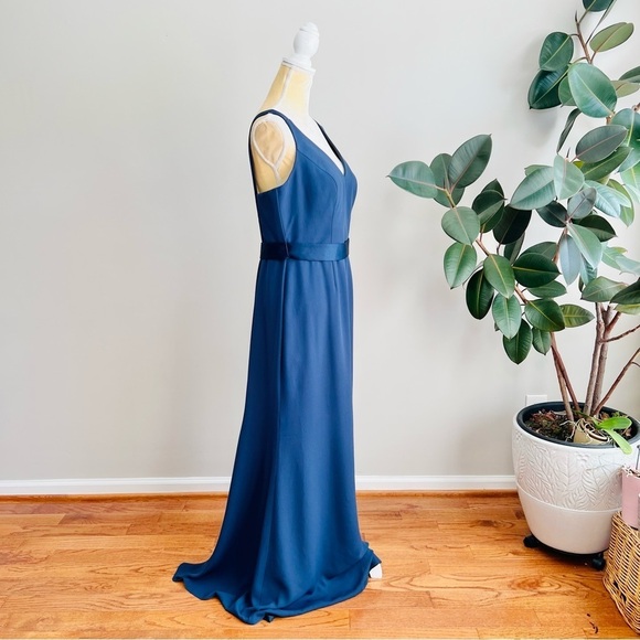 White by Vera Wang Bridesmaid Dress Midnight Blue Vw360195 Full Length formal - Picture 8 of 15